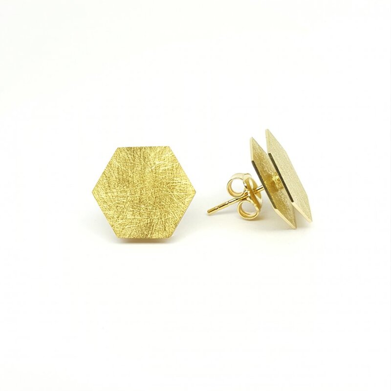Boucles d'oreilles "hexagon", or jaune 18kt.