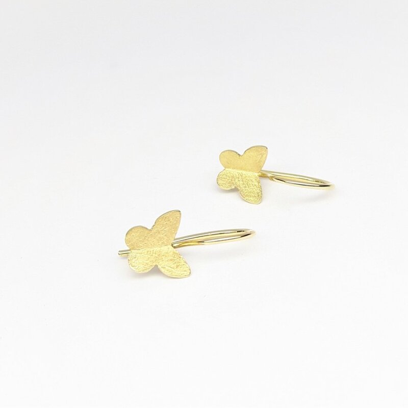 "butterfly", boucles d'oreilles pendantes en or jaune 18kt.