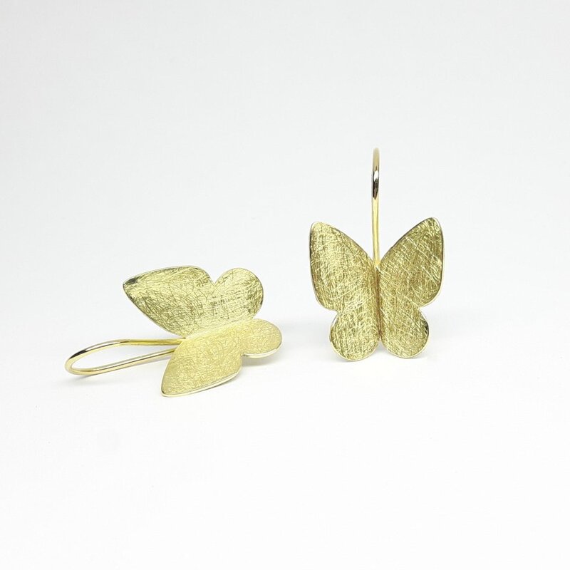 "butterfly", boucles d'oreilles en or jaune 18kt. Pièce unique.