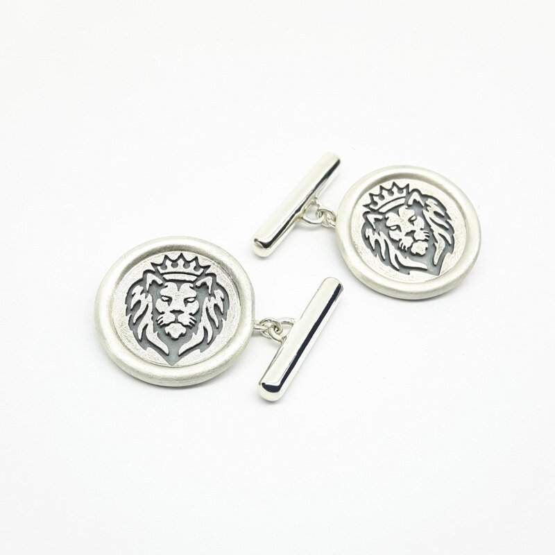 "Lion of Luxembourg", boutons de manchette en argent 925/-. Pièce unique.