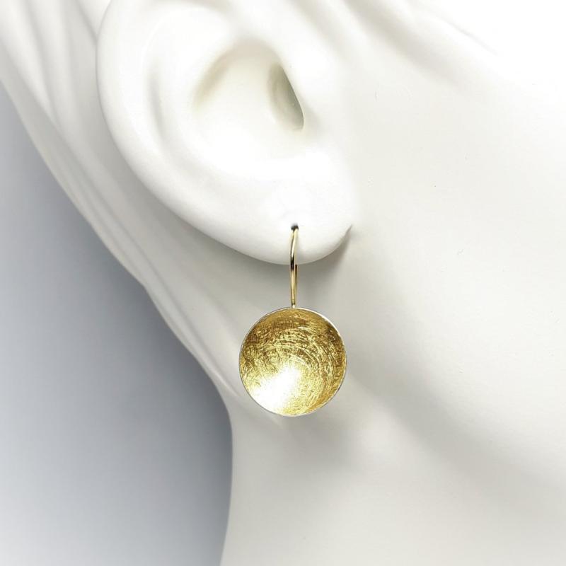 Boucles d'oreilles en argent 925/- or fin et or jaune 18kt.