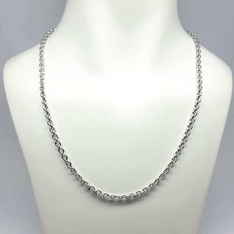 Collier forçat en argent 925/- massif rhodié 55cm Ø4,4mm.