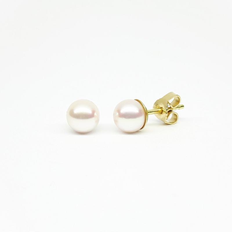Boucles d'oreilles en or jaune 18kt et perles de culture d’eau douce ø8,5-9mm 