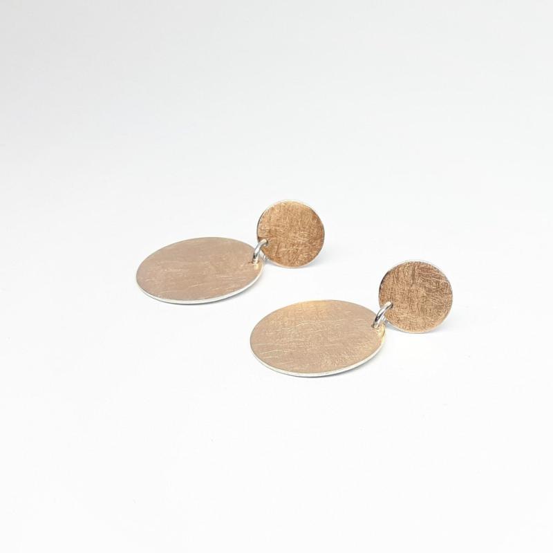 Boucles d'oreilles en or rouge 18kt et argent 925/-. 