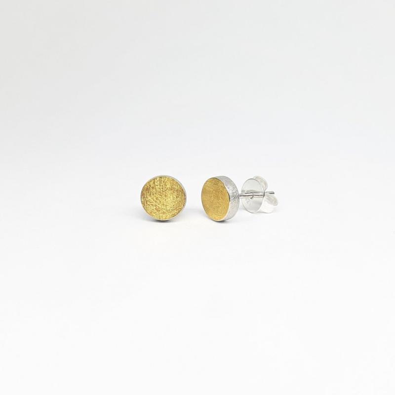 Boucles d'oreilles en or fin et argent 925/- rond Ø7mm. 