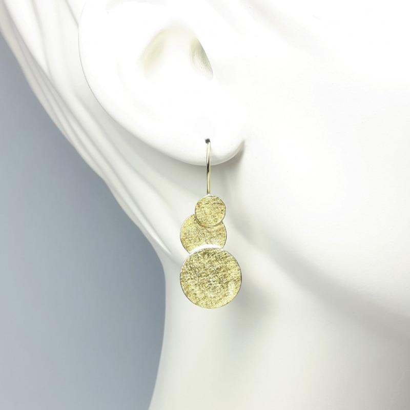 Boucles d'oreilles en argent 925/- , or fin et or jaune 18kt.