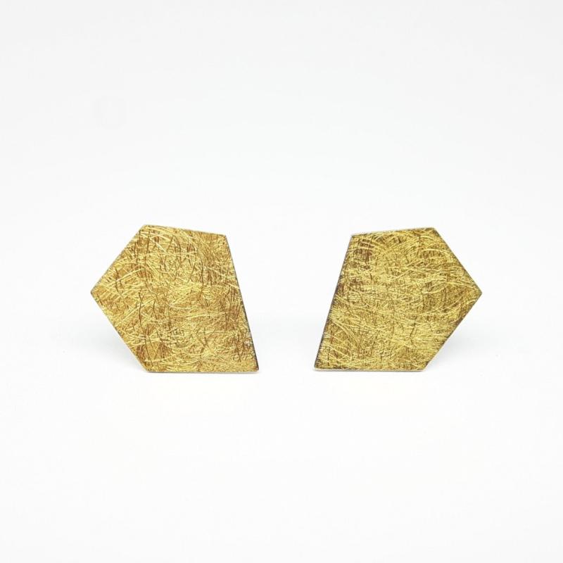 Boucles d'oreilles en or fin et argent 925/-.