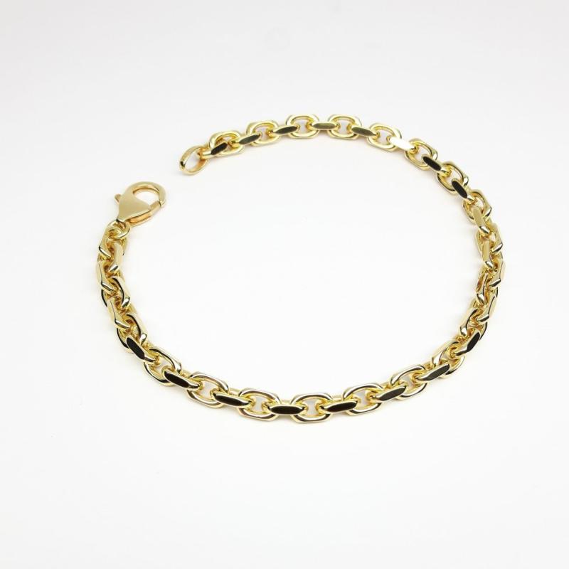 Bracelet forçat diamanté, or jaune 18kt massif 19cm Ø4mm.