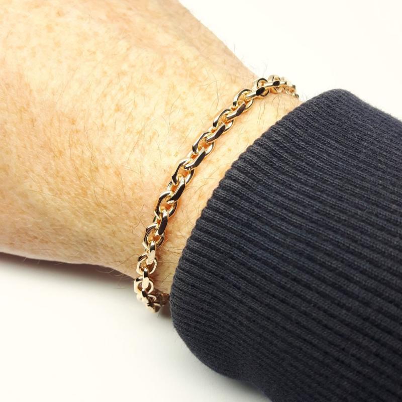 Bracelet forçat diamanté, or rouge 18kt massif 19,5cm Ø4,6mm.