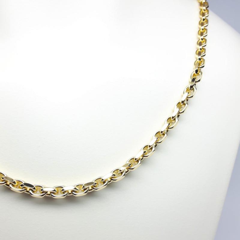 Collier forçat diamanté, or jaune 18kt massif 55cm 4,9mm.